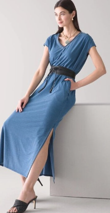 blue maxi dress w/ belt